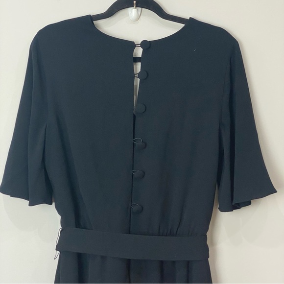 Dress The Population Lydia Dress Black Flutter Sleeve Midi Slit - Picture 8 of 12